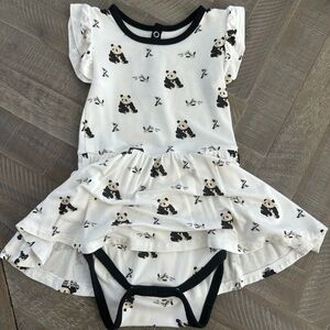 KYTE Baby - Twirl dress bodysuit - size 18-24 months - Color Black and White Zen